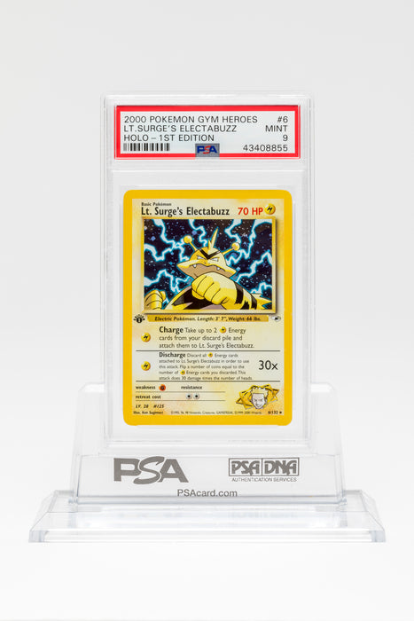 Pokemon Card Lt. Surge's Electabuzz Holo 6/132 1ST EDITION Gym Heroes PSA 9 MINT